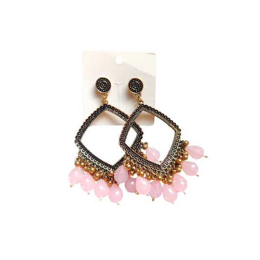 Rhombus Jhumka- Baby Pink