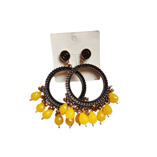 Round Jhumka - Yellow